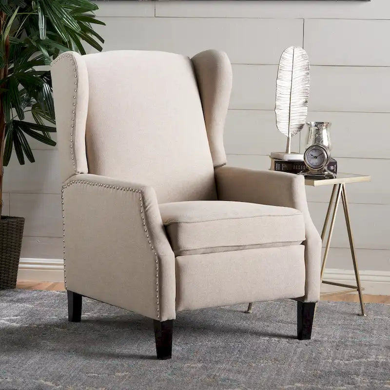 Fauteuil inclinable en tissu avec bord clouté