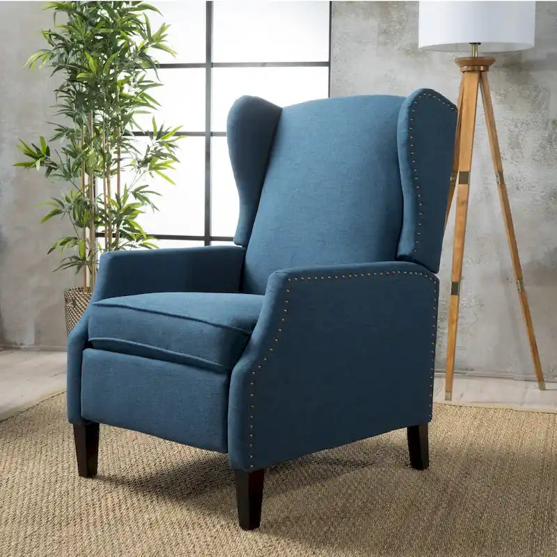 Fauteuil inclinable en tissu avec bord clouté