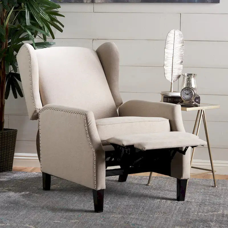 Fauteuil inclinable en tissu avec bord clouté