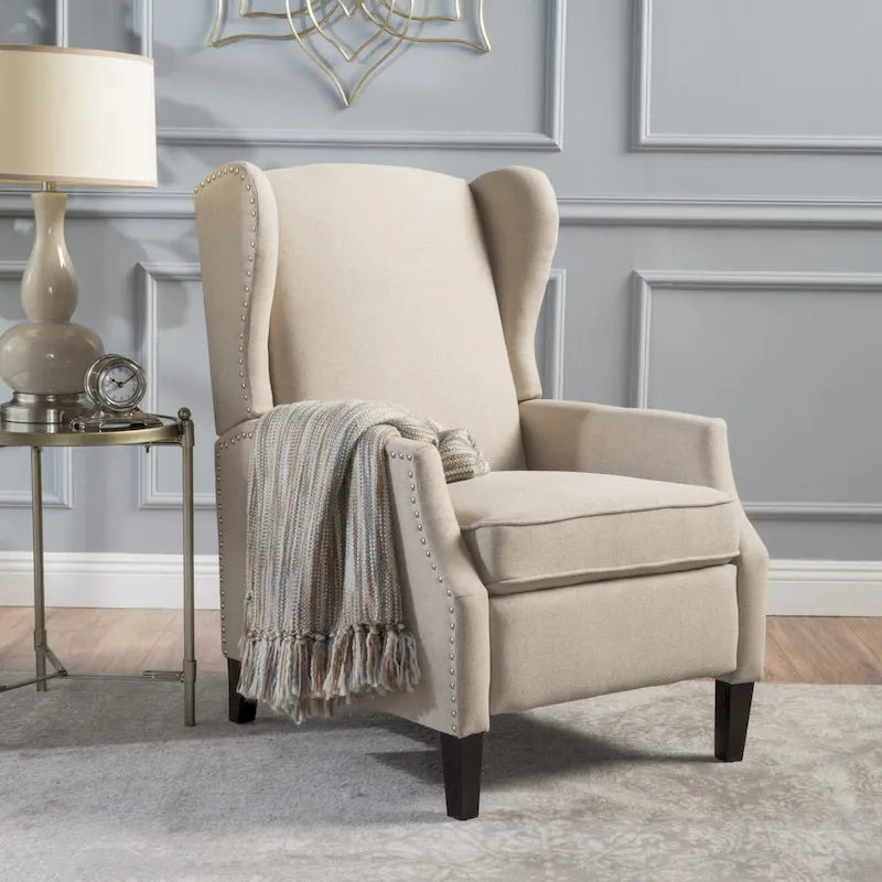 Fauteuil inclinable en tissu avec bord clouté