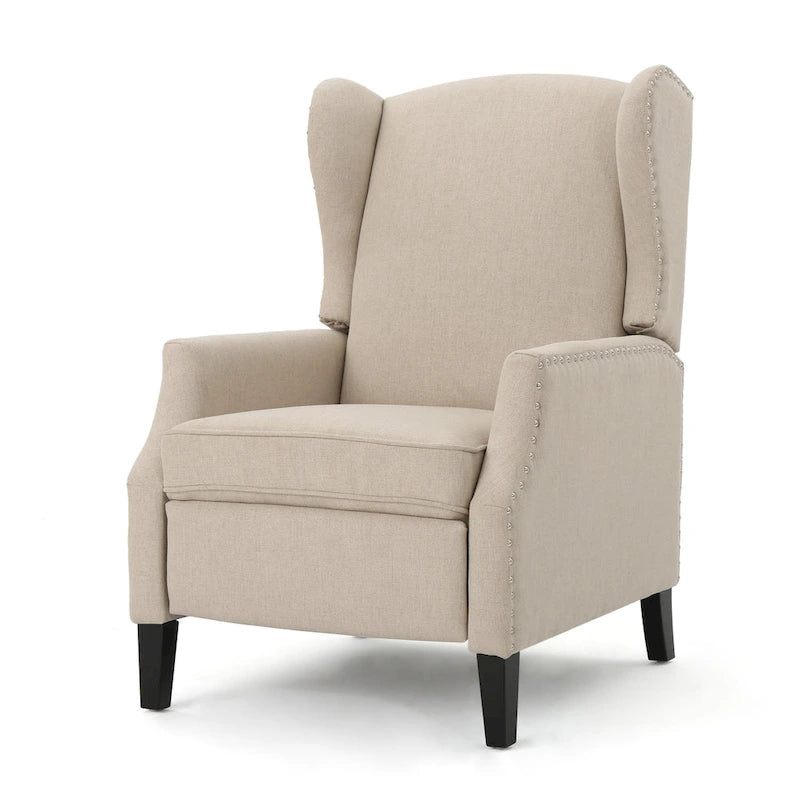 Fauteuil inclinable en tissu avec bord clouté