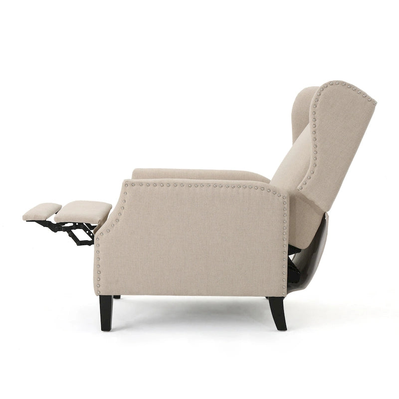 Fauteuil inclinable en tissu avec bord clouté