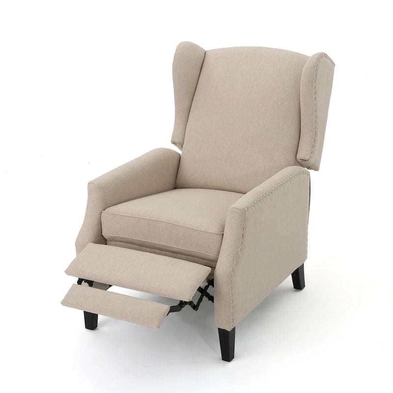 Fauteuil inclinable en tissu avec bord clouté