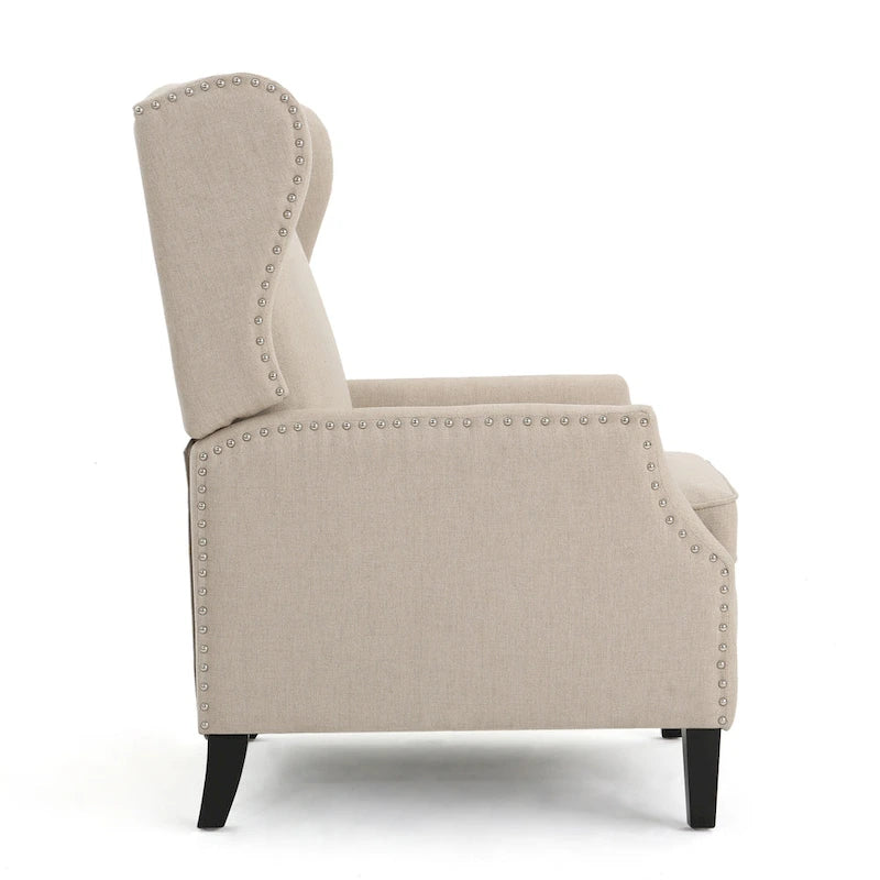 Fauteuil inclinable en tissu avec bord clouté