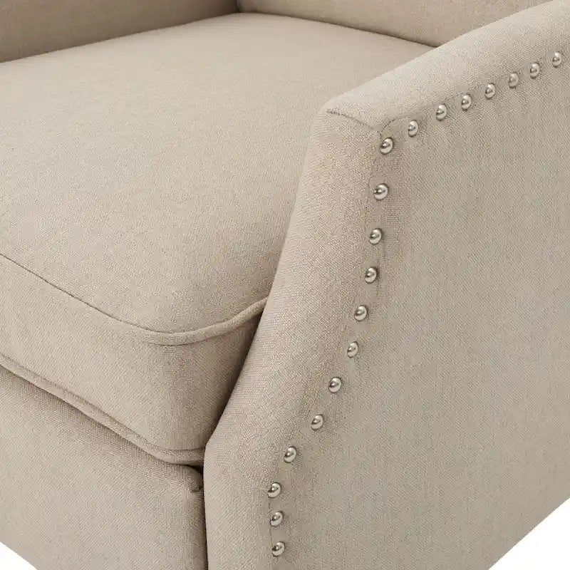 Fauteuil inclinable en tissu avec bord clouté