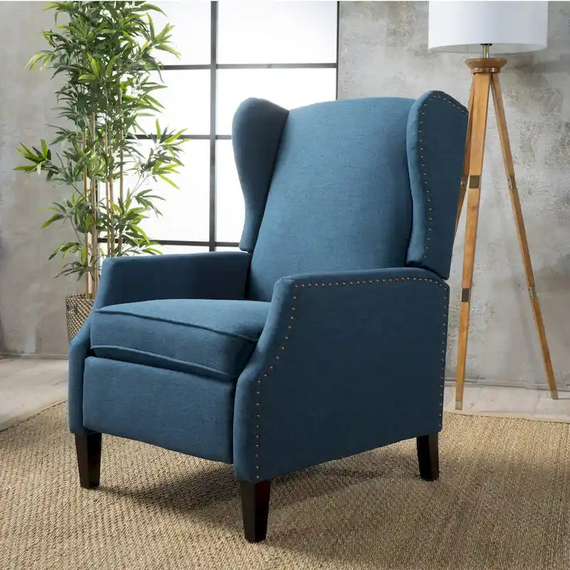 Fauteuil inclinable en tissu avec bord clouté