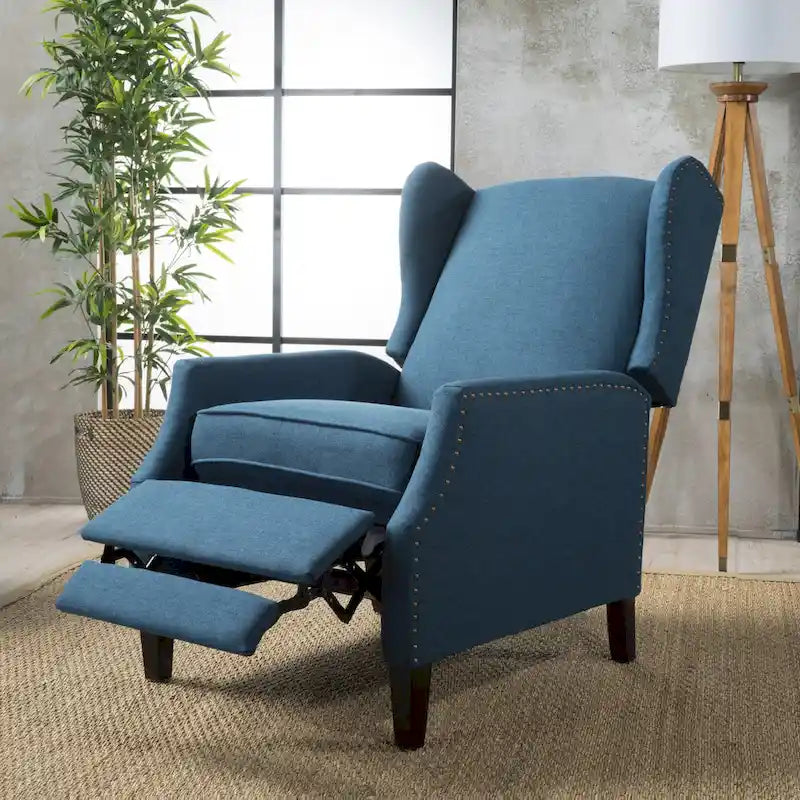 Fauteuil inclinable en tissu avec bord clouté