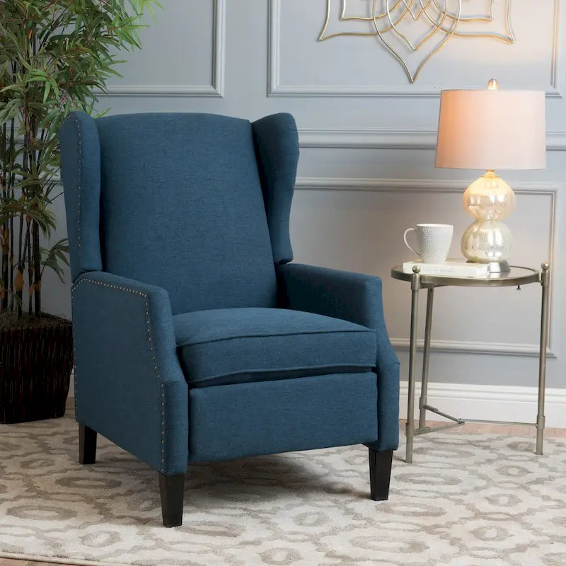 Fauteuil inclinable en tissu avec bord clouté