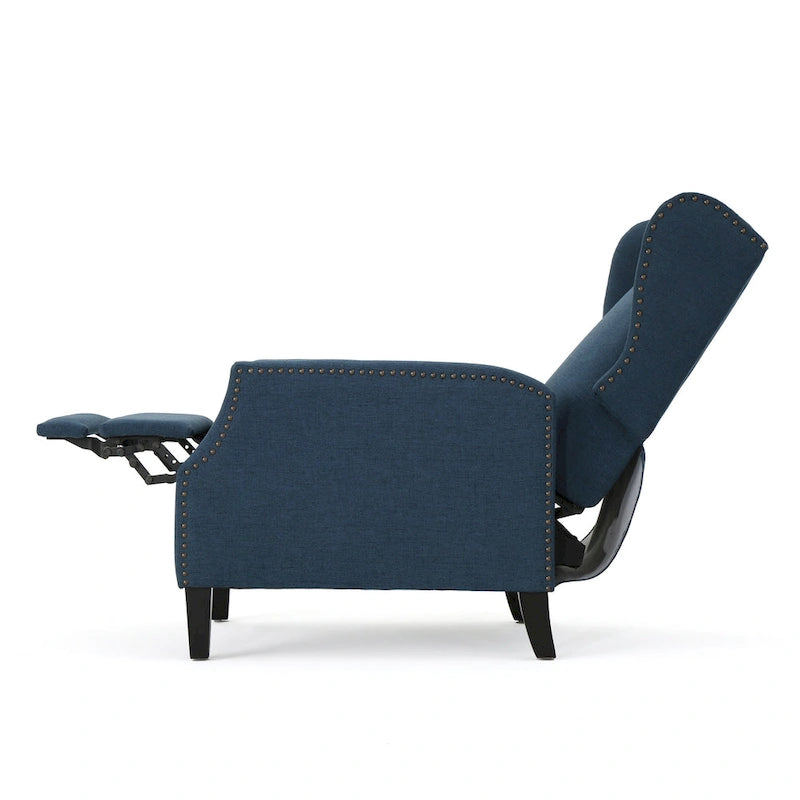 Fauteuil inclinable en tissu avec bord clouté