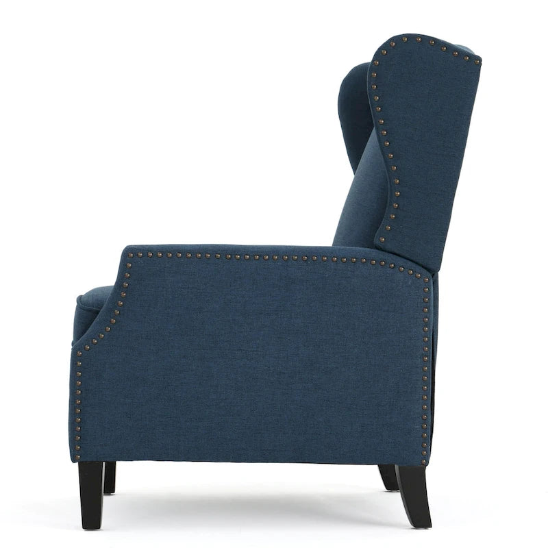 Fauteuil inclinable en tissu avec bord clouté