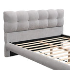 Lit plateforme tapissier Queen Size avec tête de lit en forme de biscuit