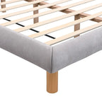 Lit plateforme tapissier Queen Size avec tête de lit en forme de biscuit