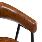 Tabourets de comptoir rembourrés en polyuréthane de 26 po, ensemble de 2 chaises hautes avec cadre en fer, dossier, repose-pieds et accoudoirs, marron
