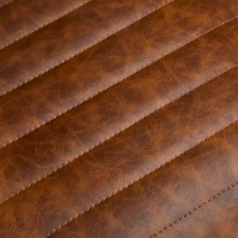 Tabourets de comptoir rembourrés en polyuréthane de 26 po, ensemble de 2 chaises hautes avec cadre en fer, dossier, repose-pieds et accoudoirs, marron