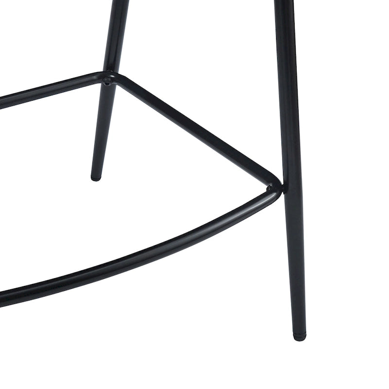 Tabourets de comptoir rembourrés en polyuréthane de 26 po, ensemble de 2 chaises hautes avec cadre en fer, dossier, repose-pieds et accoudoirs, marron