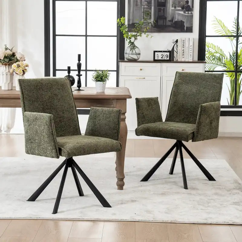 Fauteuil pivotant rembourré avec dossier haut et accoudoirs ouverts