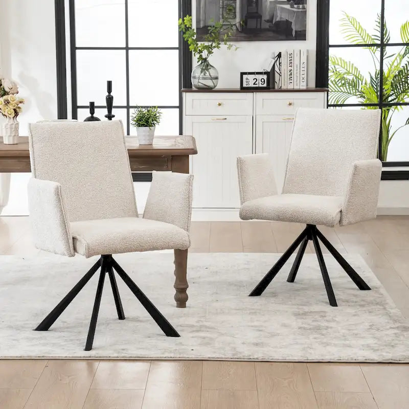 Fauteuil pivotant rembourré avec dossier haut et accoudoirs ouverts