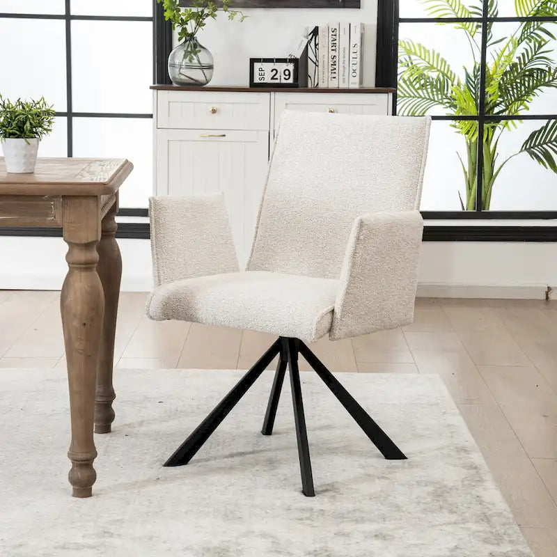 Fauteuil pivotant rembourré avec dossier haut et accoudoirs ouverts
