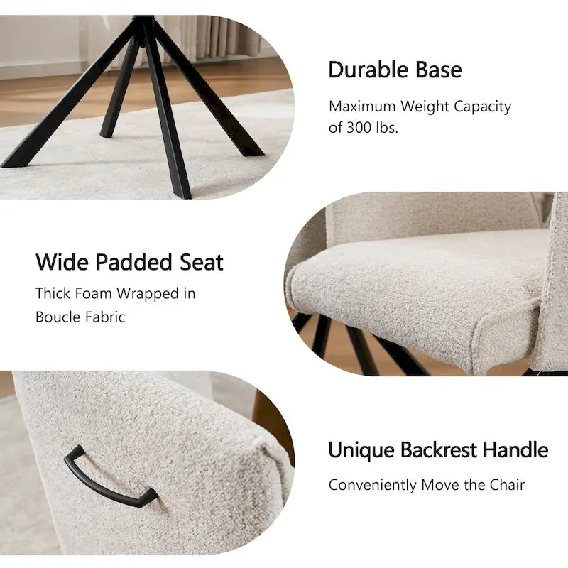 Fauteuil pivotant rembourré avec dossier haut et accoudoirs ouverts