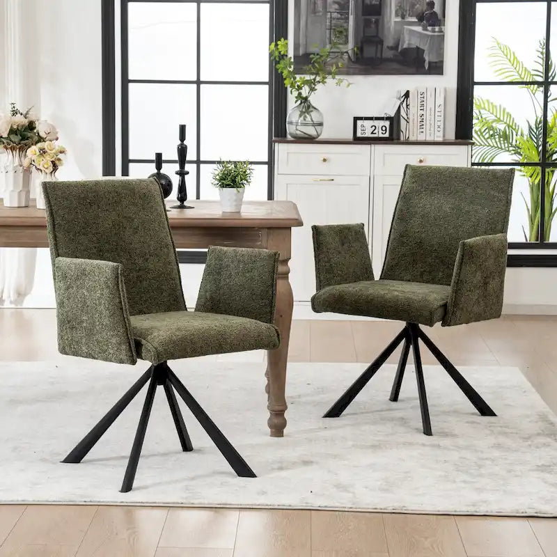 Fauteuil pivotant rembourré avec dossier haut et accoudoirs ouverts