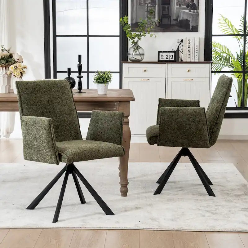 Fauteuil pivotant rembourré avec dossier haut et accoudoirs ouverts