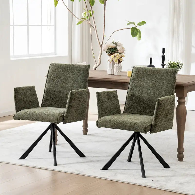 Fauteuil pivotant rembourré avec dossier haut et accoudoirs ouverts