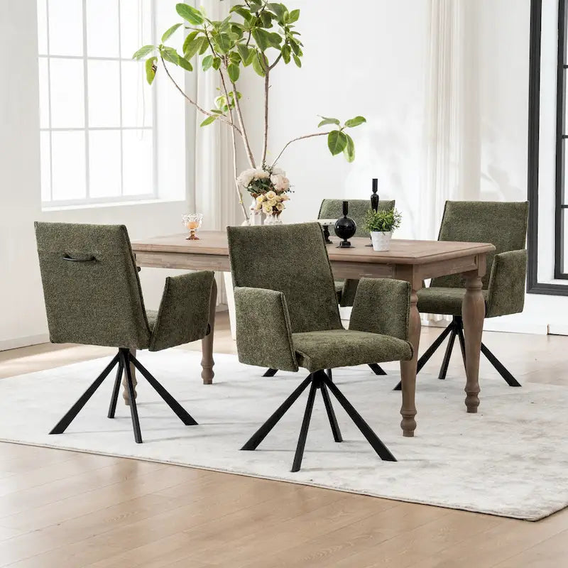 Fauteuil pivotant rembourré avec dossier haut et accoudoirs ouverts
