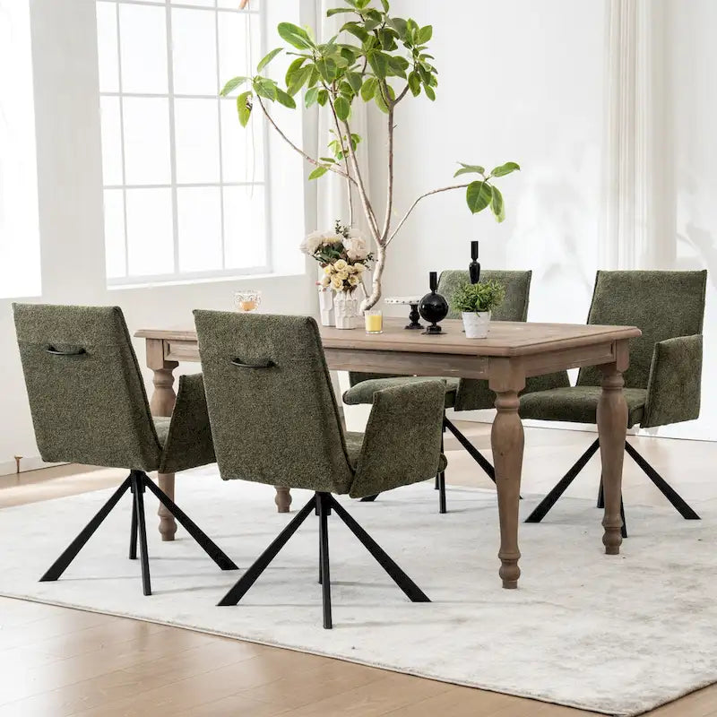 Fauteuil pivotant rembourré avec dossier haut et accoudoirs ouverts