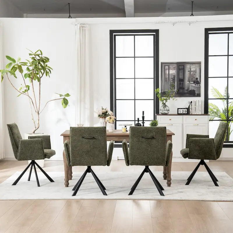 Fauteuil pivotant rembourré avec dossier haut et accoudoirs ouverts