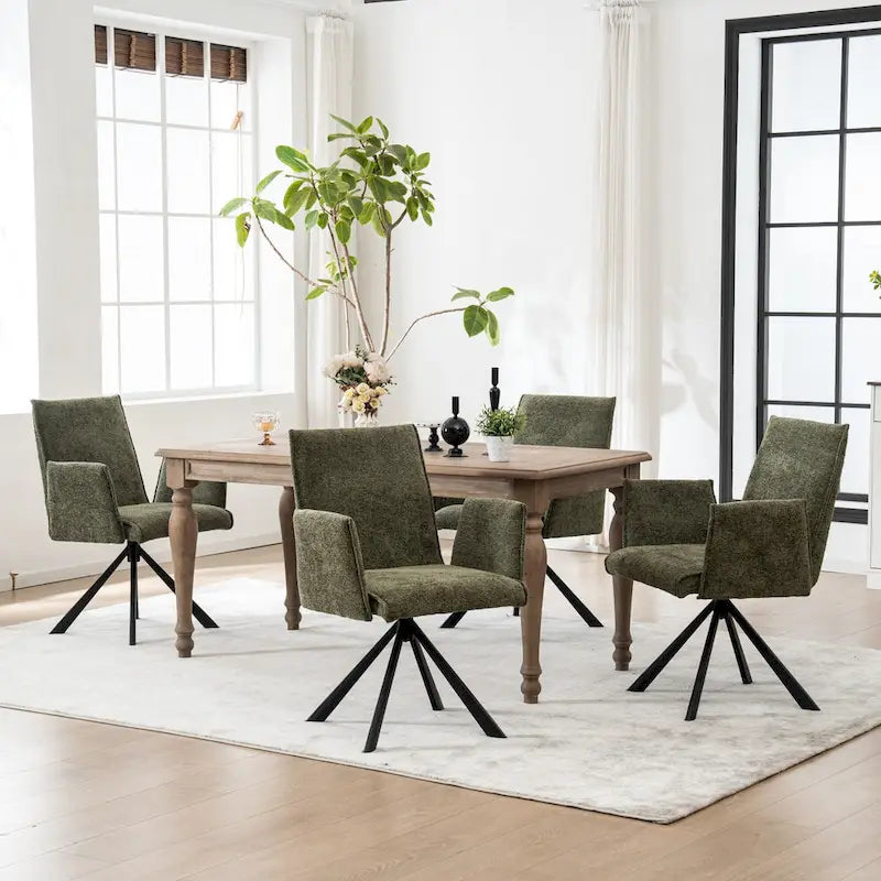 Fauteuil pivotant rembourré avec dossier haut et accoudoirs ouverts