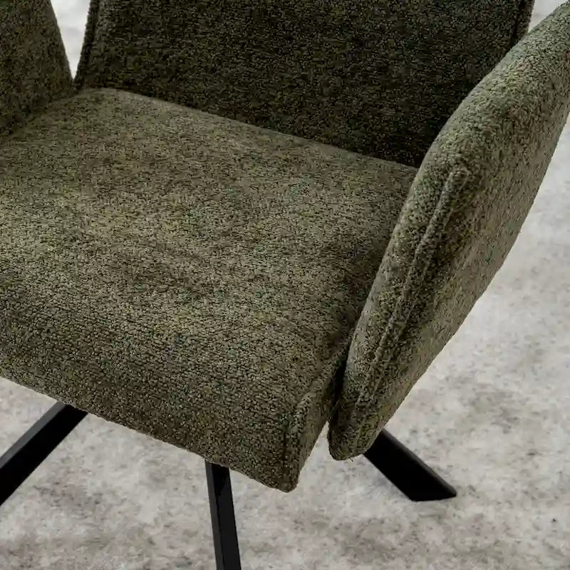 Fauteuil pivotant rembourré avec dossier haut et accoudoirs ouverts