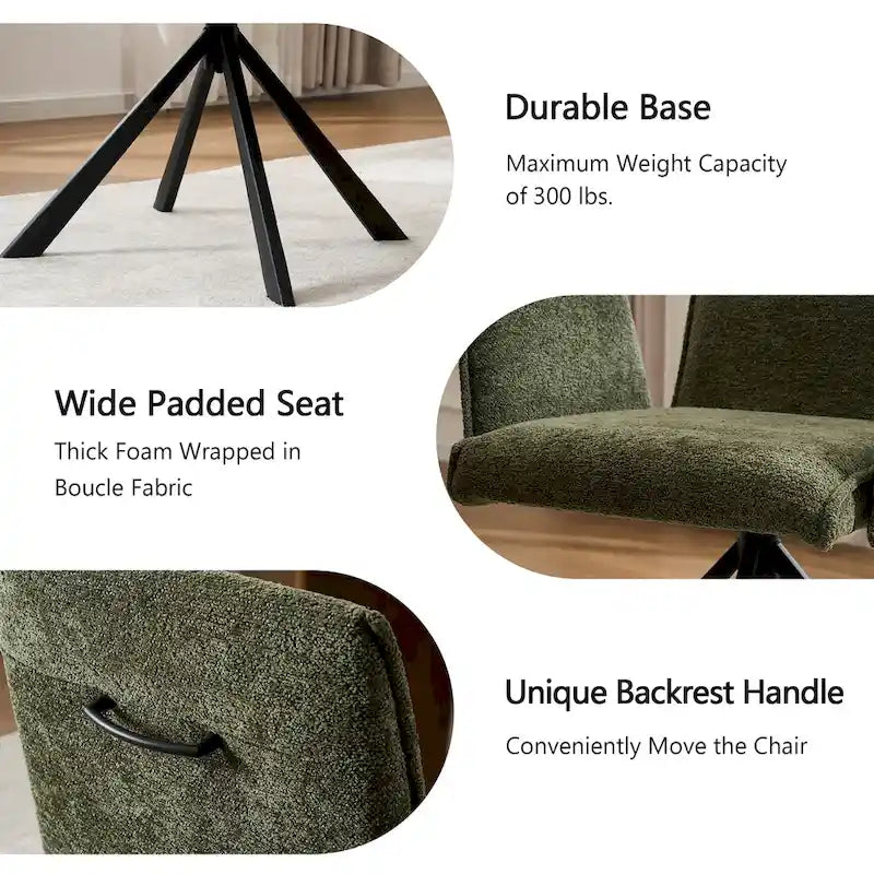 Fauteuil pivotant rembourré avec dossier haut et accoudoirs ouverts