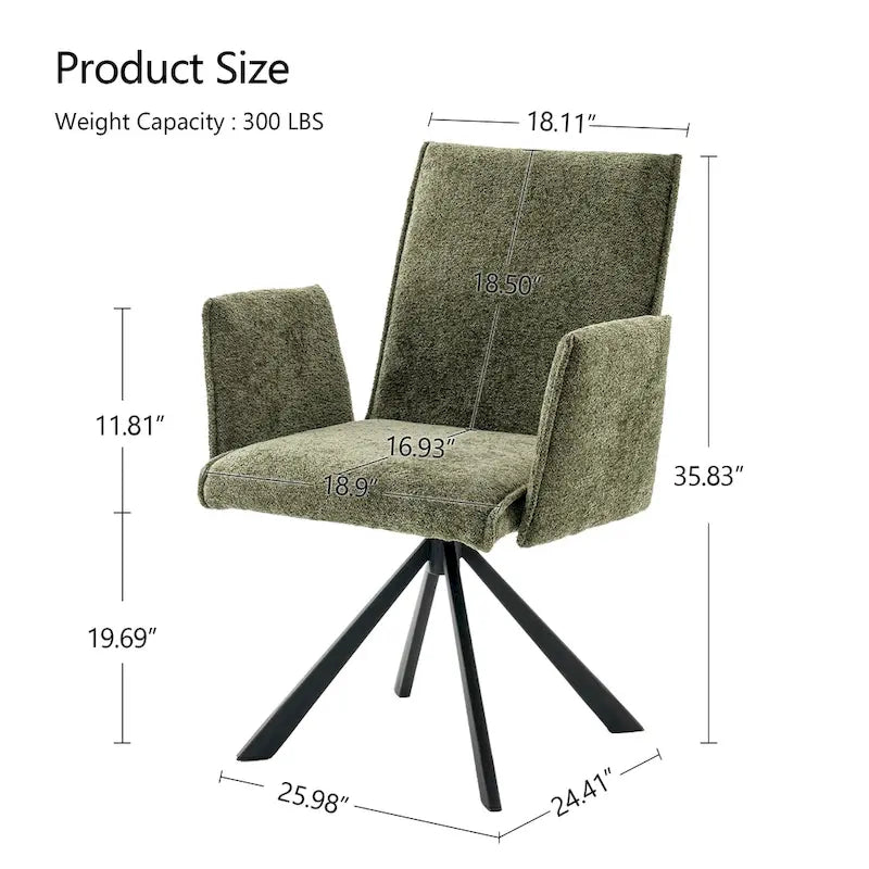 Fauteuil pivotant rembourré avec dossier haut et accoudoirs ouverts