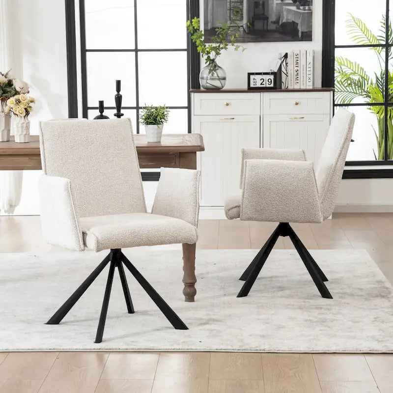 Fauteuil pivotant rembourré avec dossier haut et accoudoirs ouverts