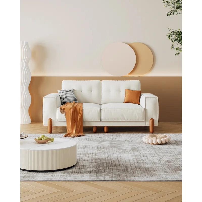Canapé deux places avec revêtement en tissu chenille