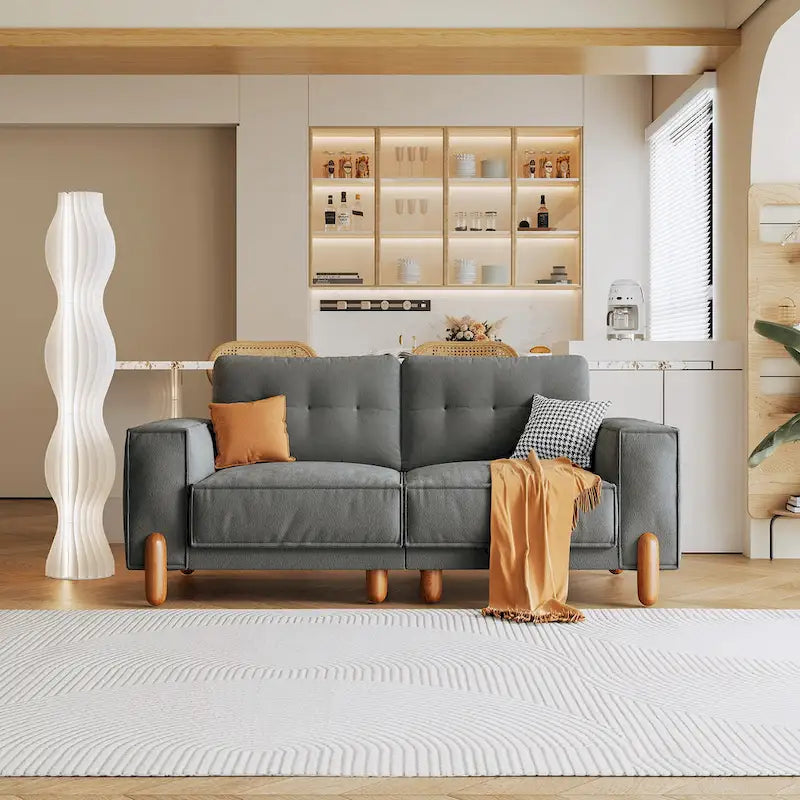 Canapé deux places avec revêtement en tissu chenille