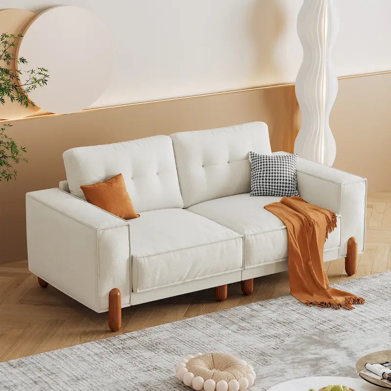 Canapé deux places avec revêtement en tissu chenille