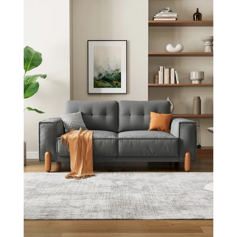 Canapé deux places avec revêtement en tissu chenille