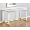 Bureau de 122 cm avec deux tiroirs – Acrylique transparent et cadre métallique