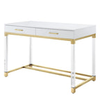 Bureau de 122 cm avec deux tiroirs – Acrylique transparent et cadre métallique
