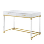 Bureau de 122 cm avec deux tiroirs – Acrylique transparent et cadre métallique