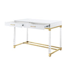 Bureau de 122 cm avec deux tiroirs – Acrylique transparent et cadre métallique