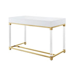 Bureau de 122 cm avec deux tiroirs – Acrylique transparent et cadre métallique