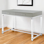 Bureau de 122 cm avec deux tiroirs – Acrylique transparent et cadre métallique