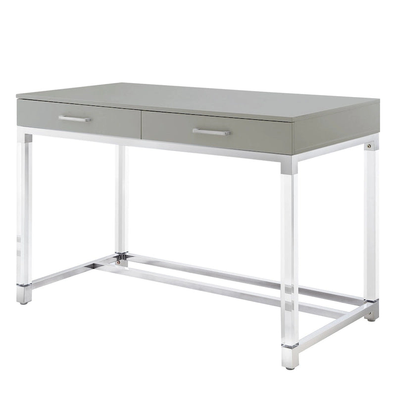 Bureau de 122 cm avec deux tiroirs – Acrylique transparent et cadre métallique