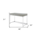 Bureau de 122 cm avec deux tiroirs – Acrylique transparent et cadre métallique