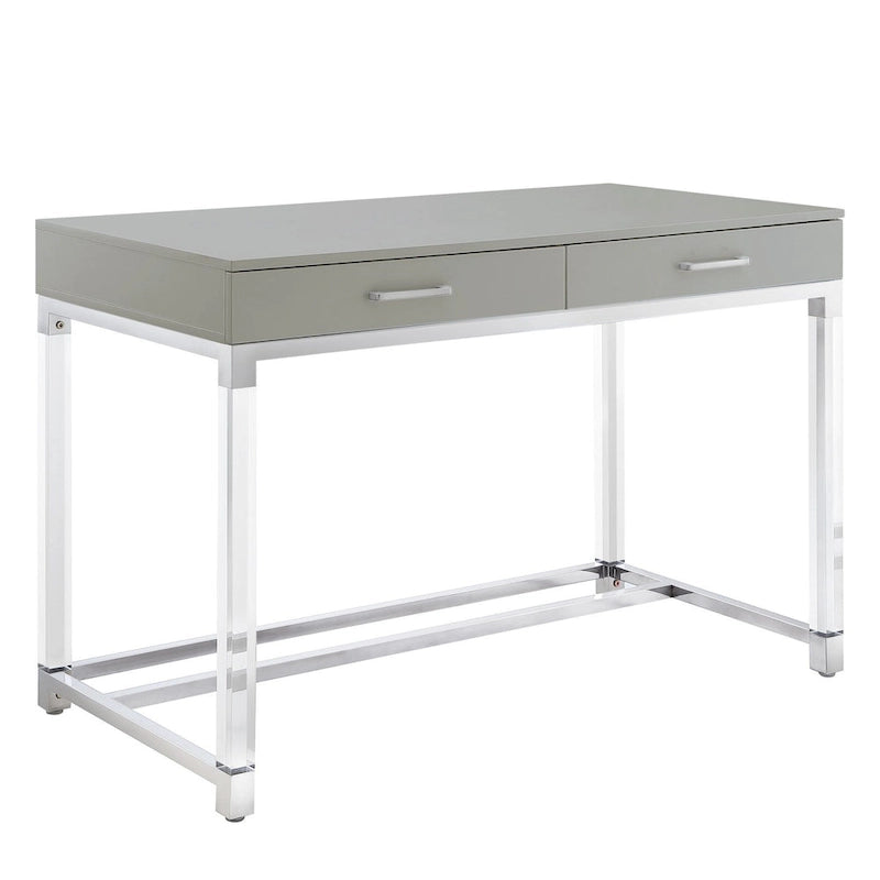 Bureau de 122 cm avec deux tiroirs – Acrylique transparent et cadre métallique