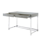 Bureau de 122 cm avec deux tiroirs – Acrylique transparent et cadre métallique
