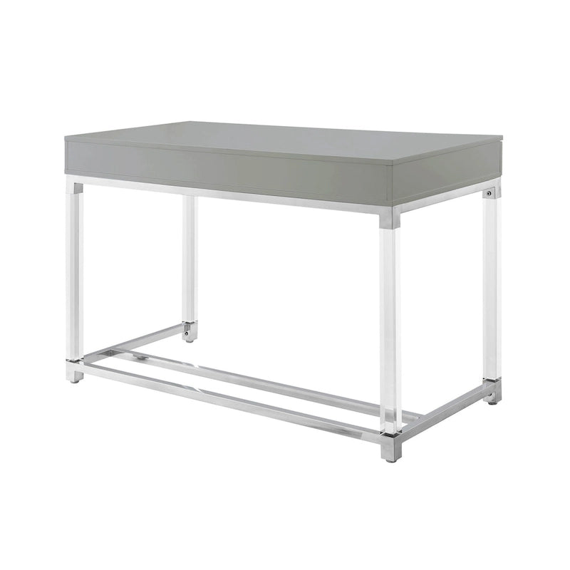 Bureau de 122 cm avec deux tiroirs – Acrylique transparent et cadre métallique