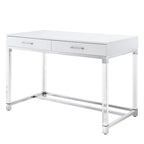 Bureau de 122 cm avec deux tiroirs – Acrylique transparent et cadre métallique